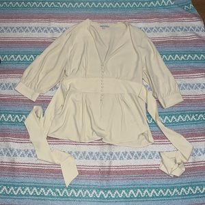 Topshop cream blouse with 3/4 sleeves